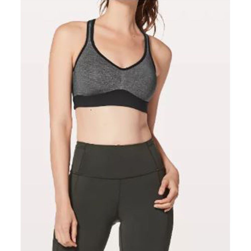 Lululemon Speed Up Bra Sports Top Yoga Run Mesh Black Gray Size 6